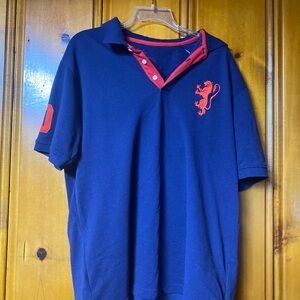 Navy Blue Polo Shirt with Red Accents